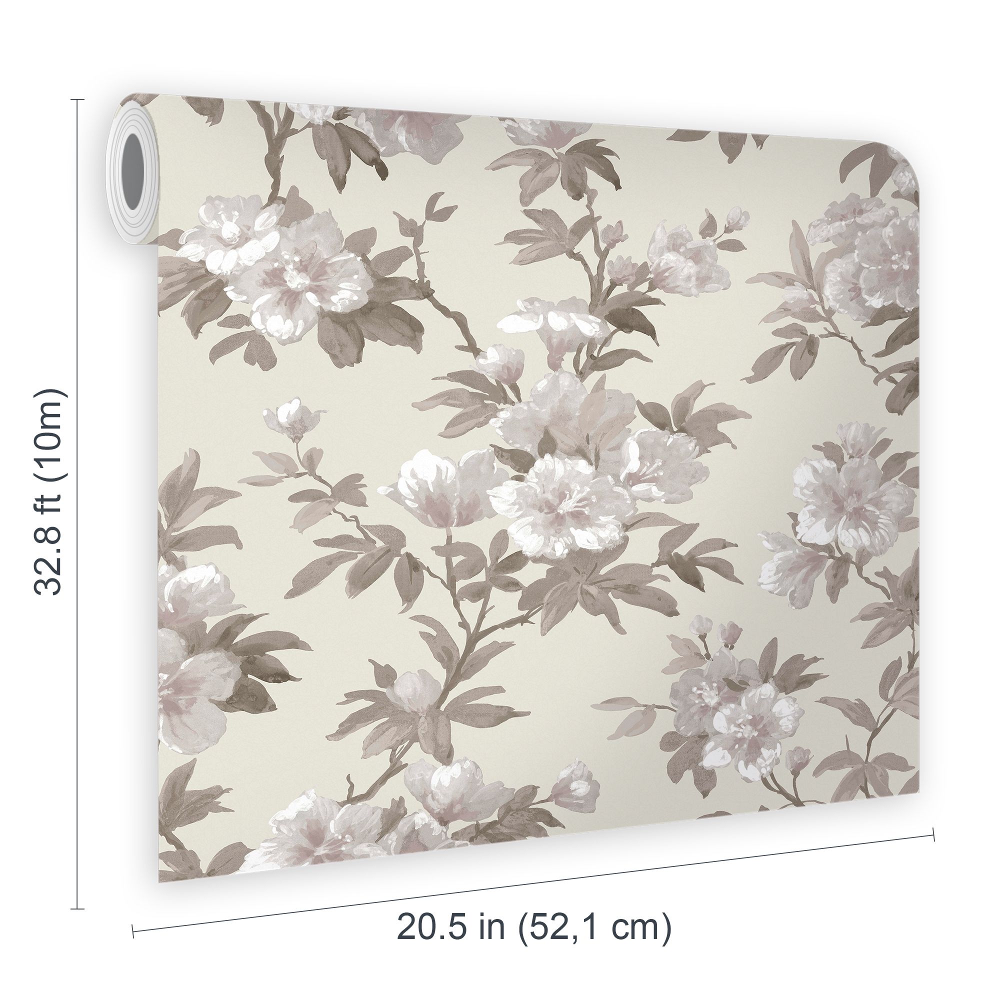 Laura Ashley Natural Flair Neutral Rosamund Patterned Smooth Wallpaper