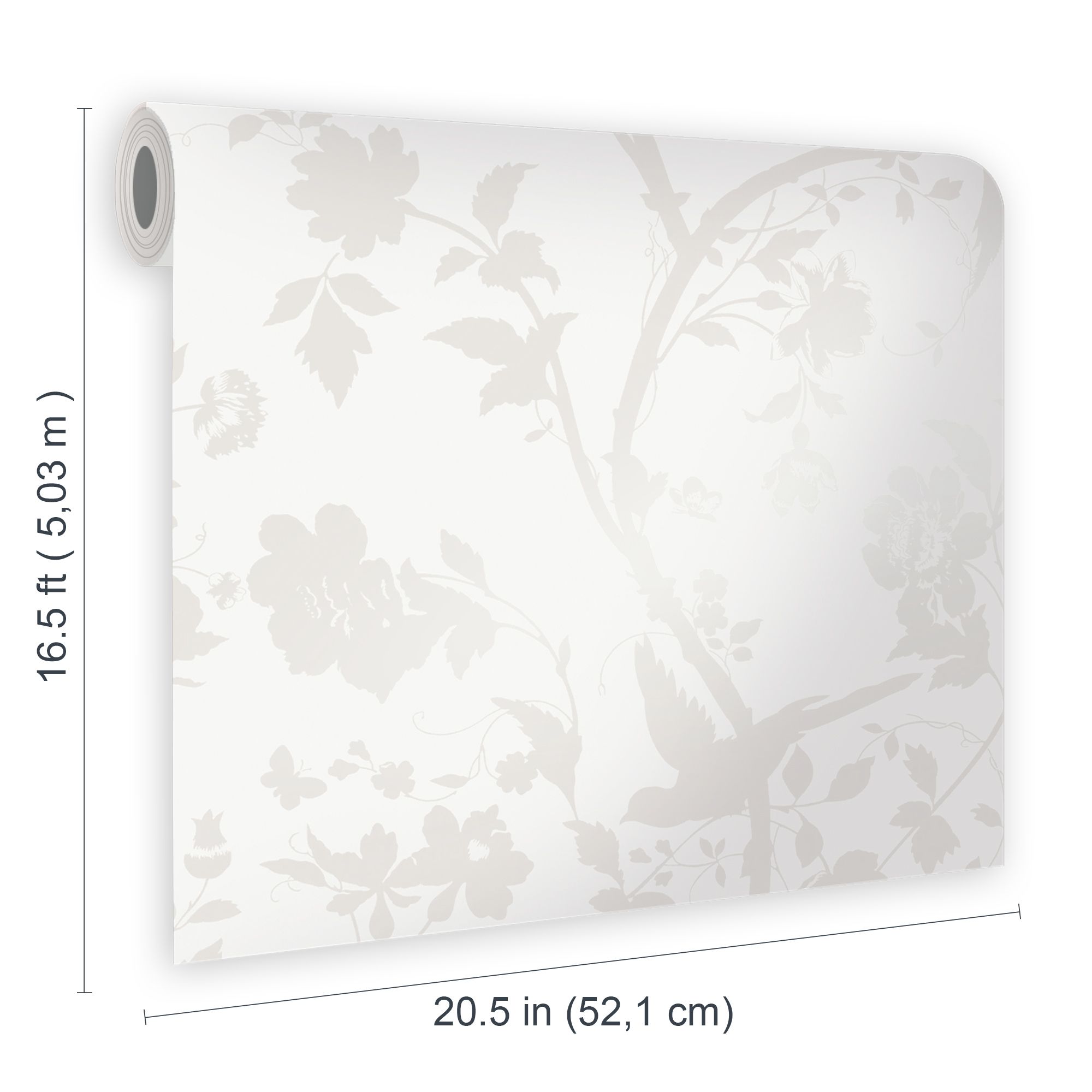 Laura Ashley Oriental Pearlescent white Garden Smooth Wallpaper