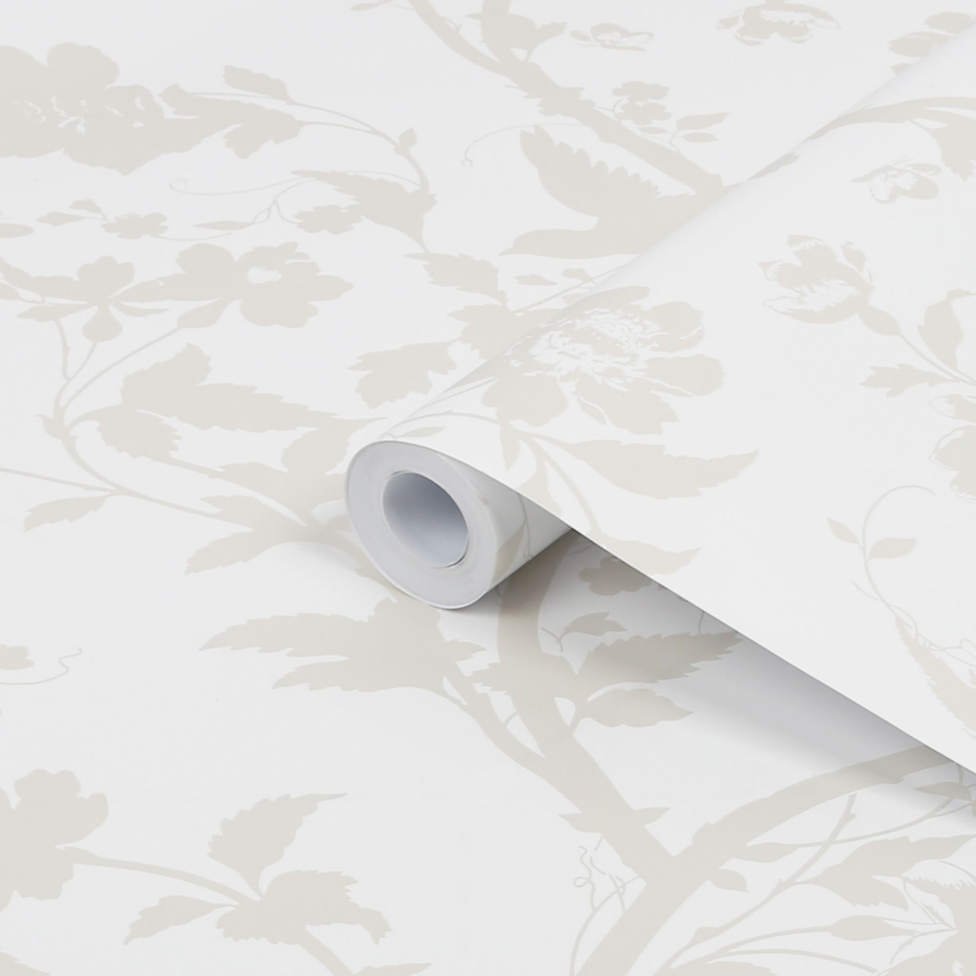 Laura Ashley Oriental Pearlescent white Garden Smooth Wallpaper