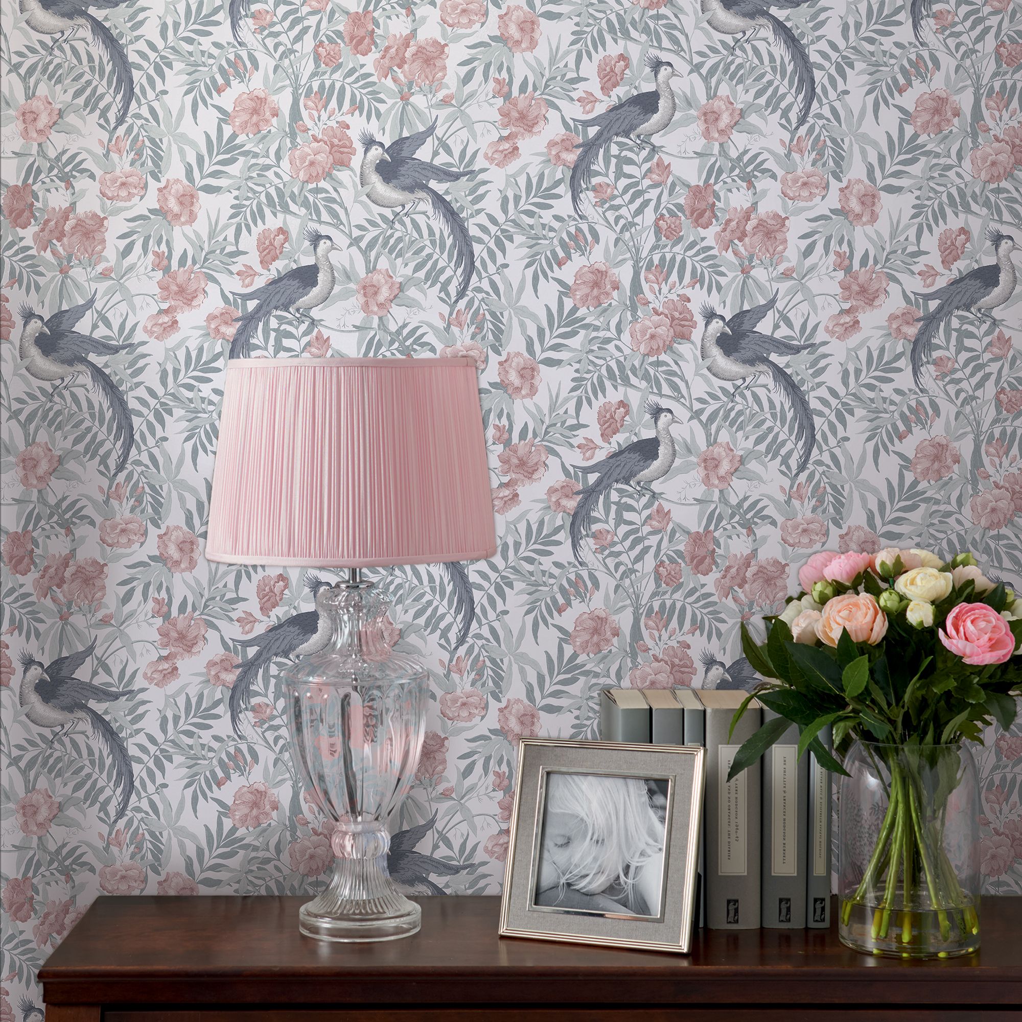 Laura Ashley Osterley Rosewood Floral Smooth Wallpaper Sample