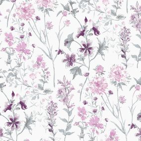 Laura Ashley Pale iris Wild meadow Smooth Wallpaper
