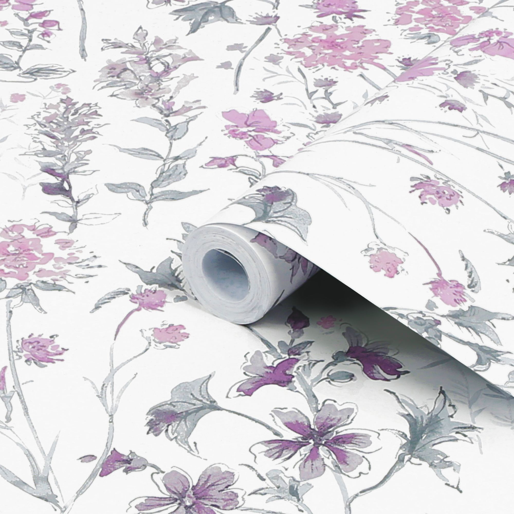 Laura Ashley Pale iris Wild meadow Smooth Wallpaper