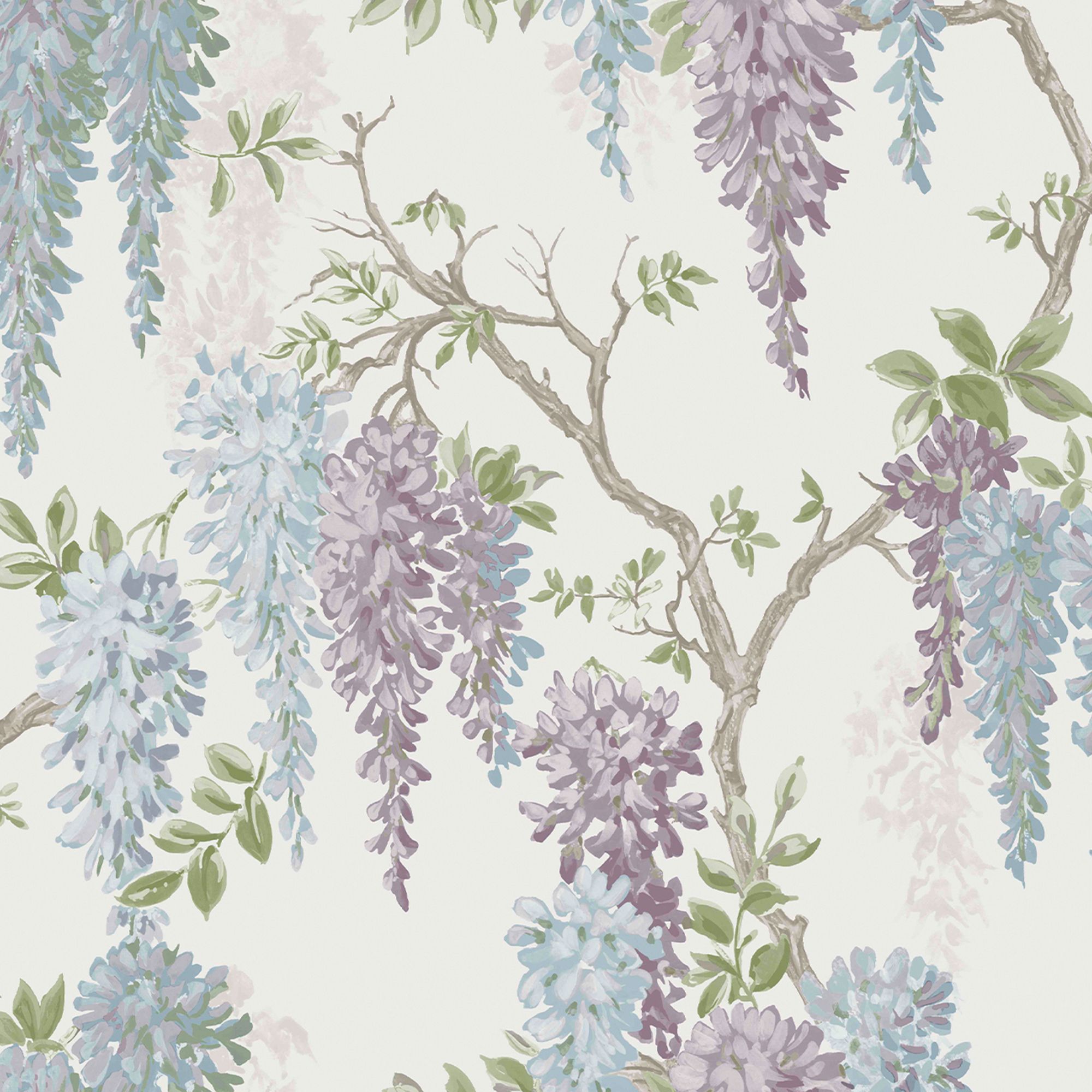 Laura Ashley Pale iris Wisteria Smooth Wallpaper Sample
