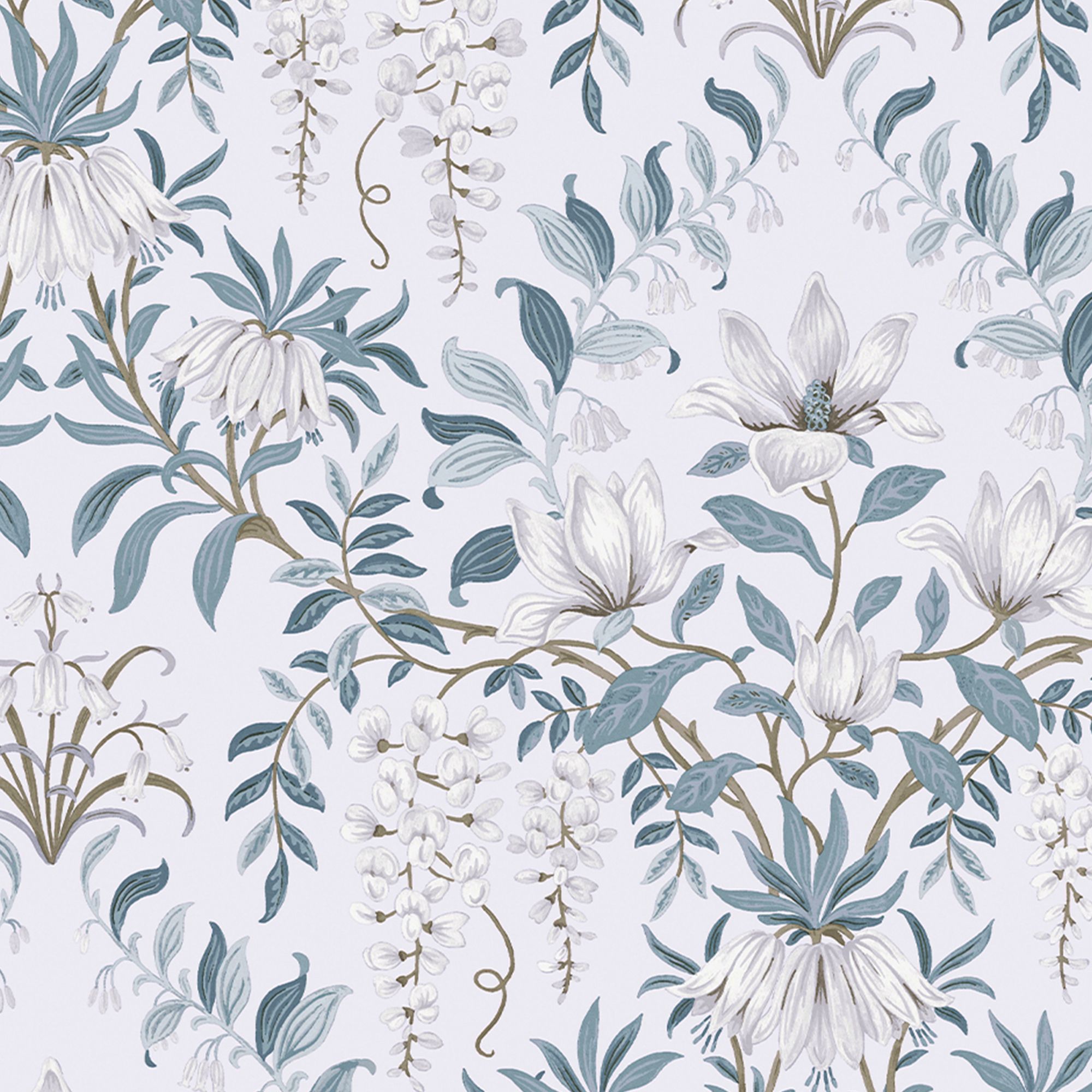 Laura Ashley Parterre Off white & seaspray Damask Smooth Wallpaper