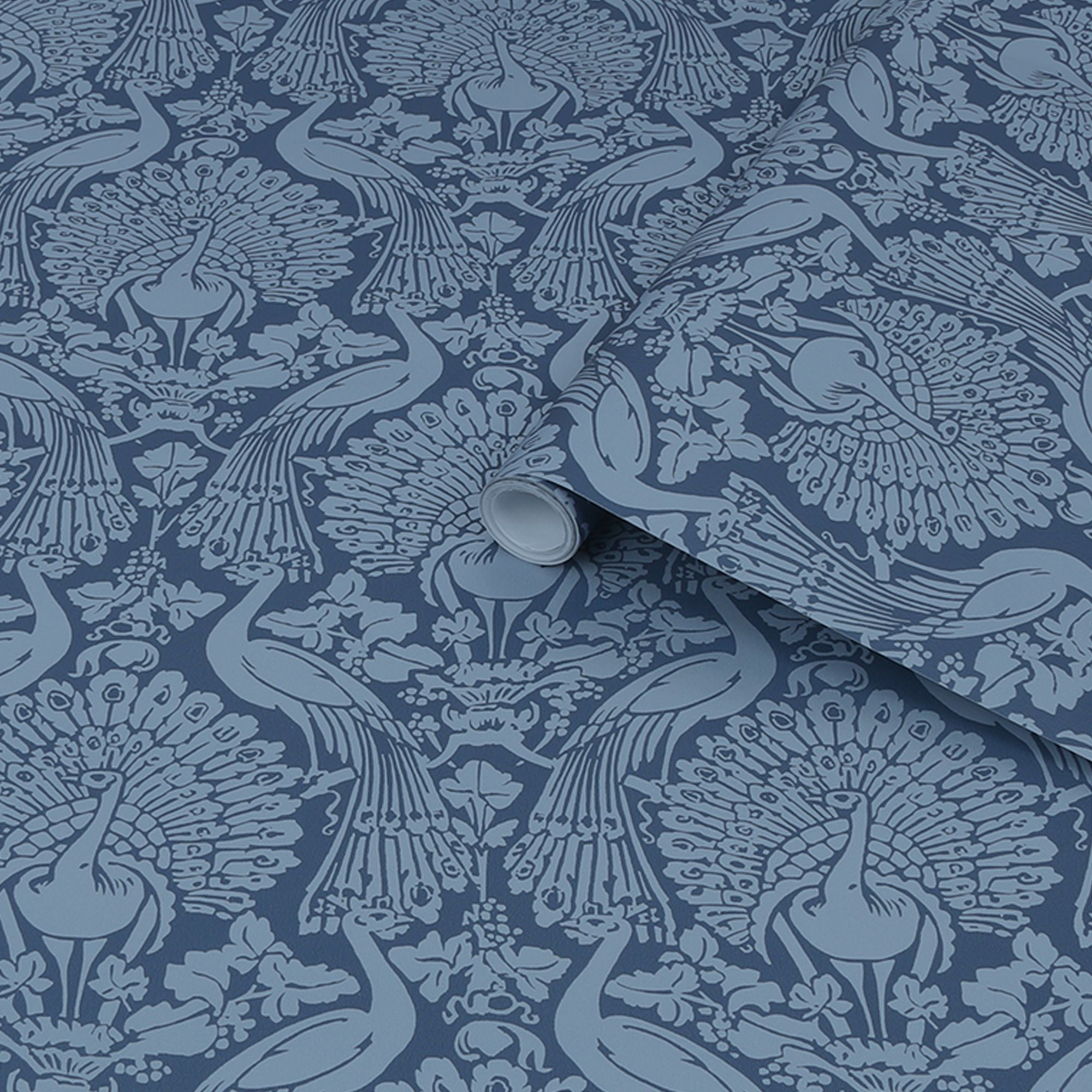 Laura Ashley Peacock Damask Dusky seaspray Damask Smooth Wallpaper