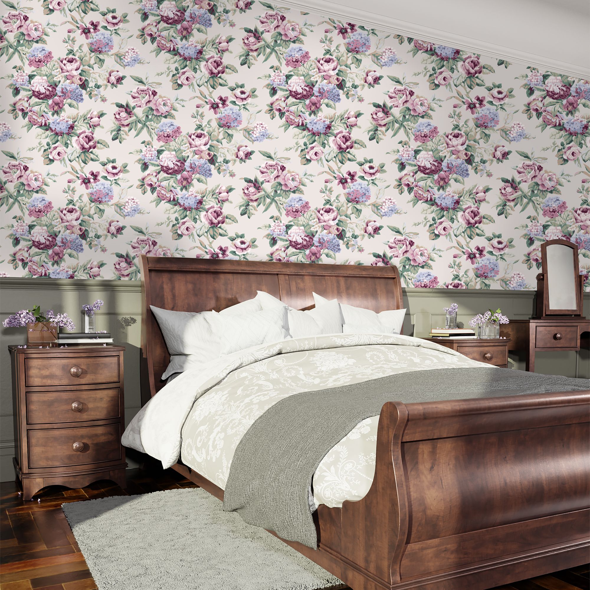 Laura Ashley Pembrey Hazelnut Floral Smooth Wallpaper Sample