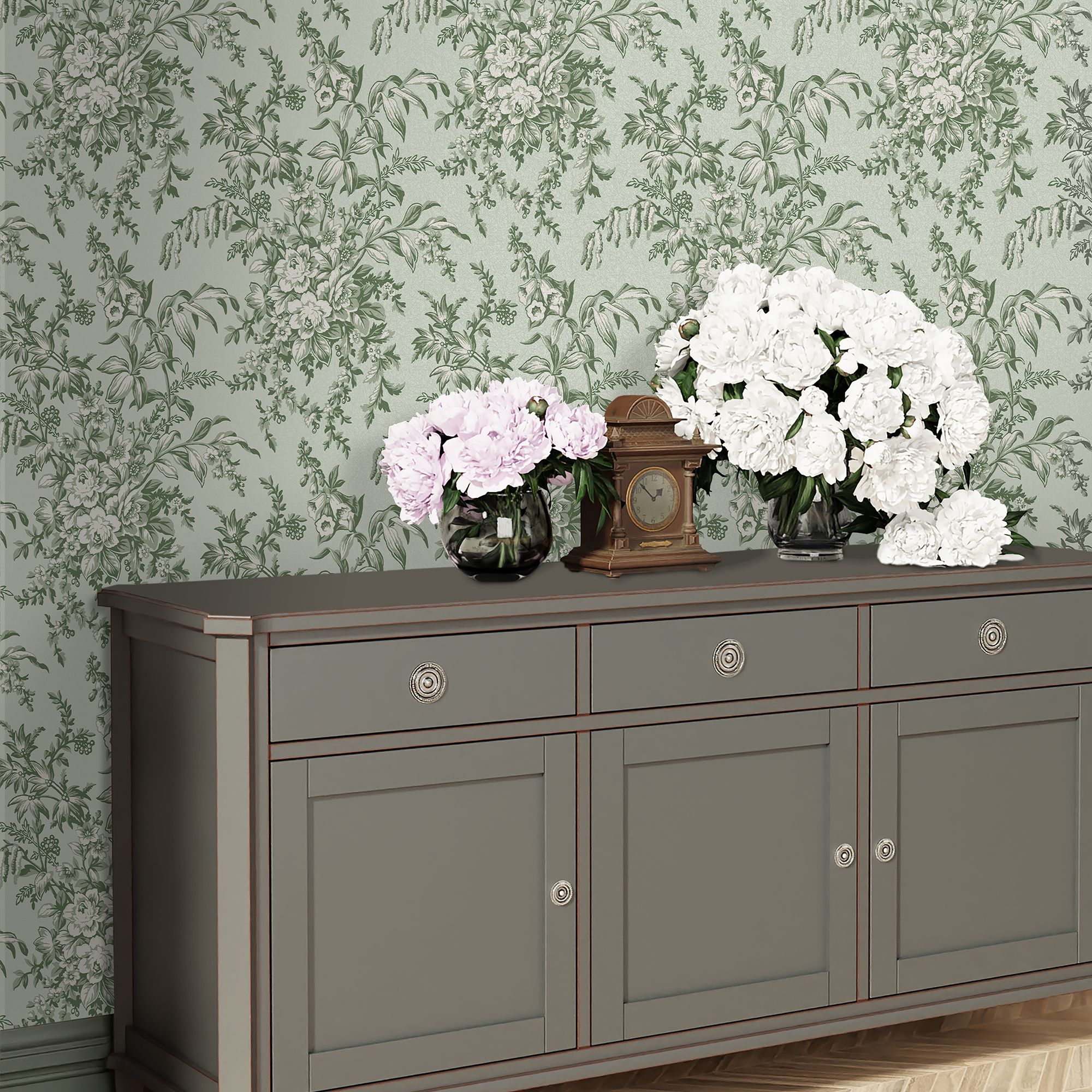 Laura Ashley Picardie Sage Floral Smooth Wallpaper Sample