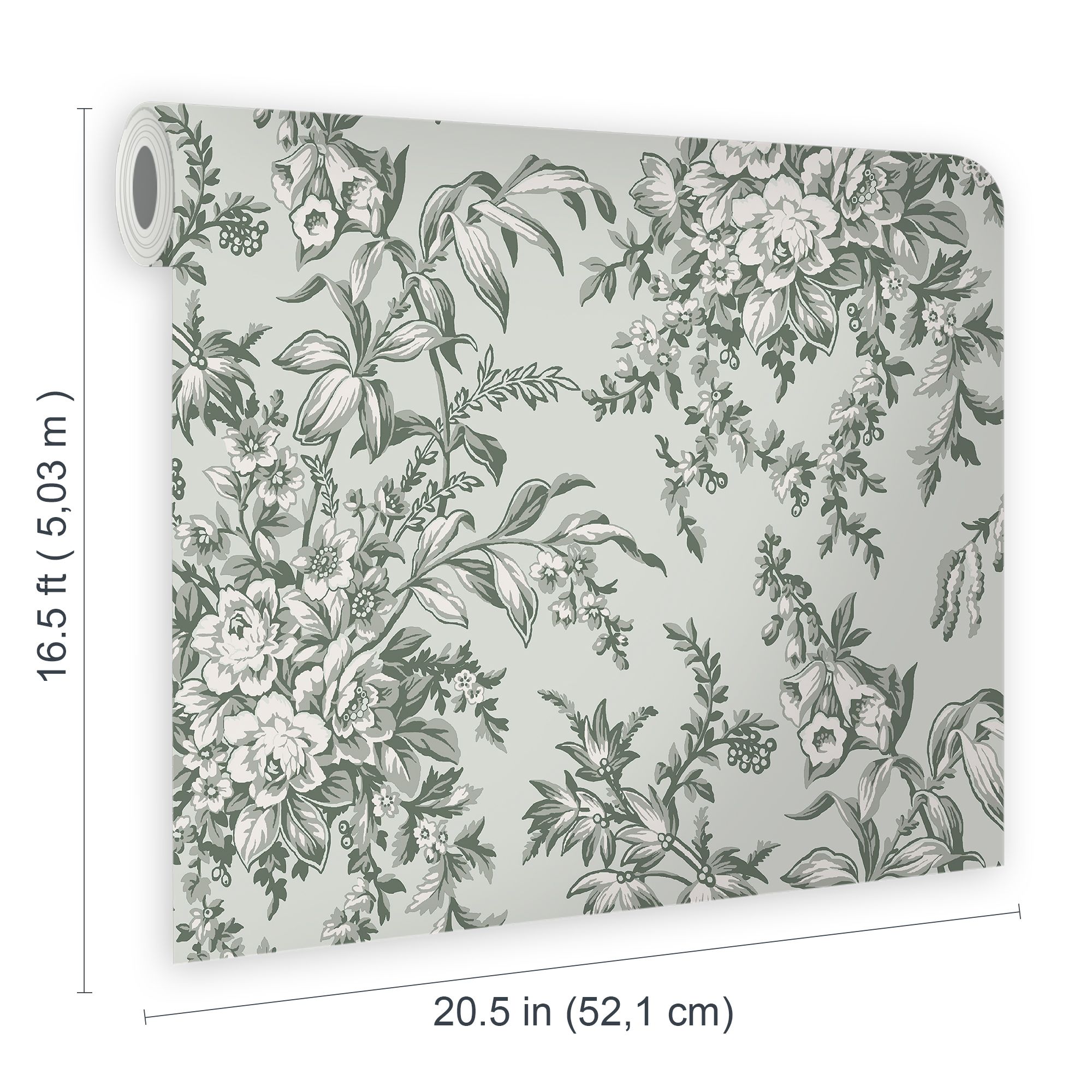 Laura Ashley Picardie Sage Floral Smooth Wallpaper
