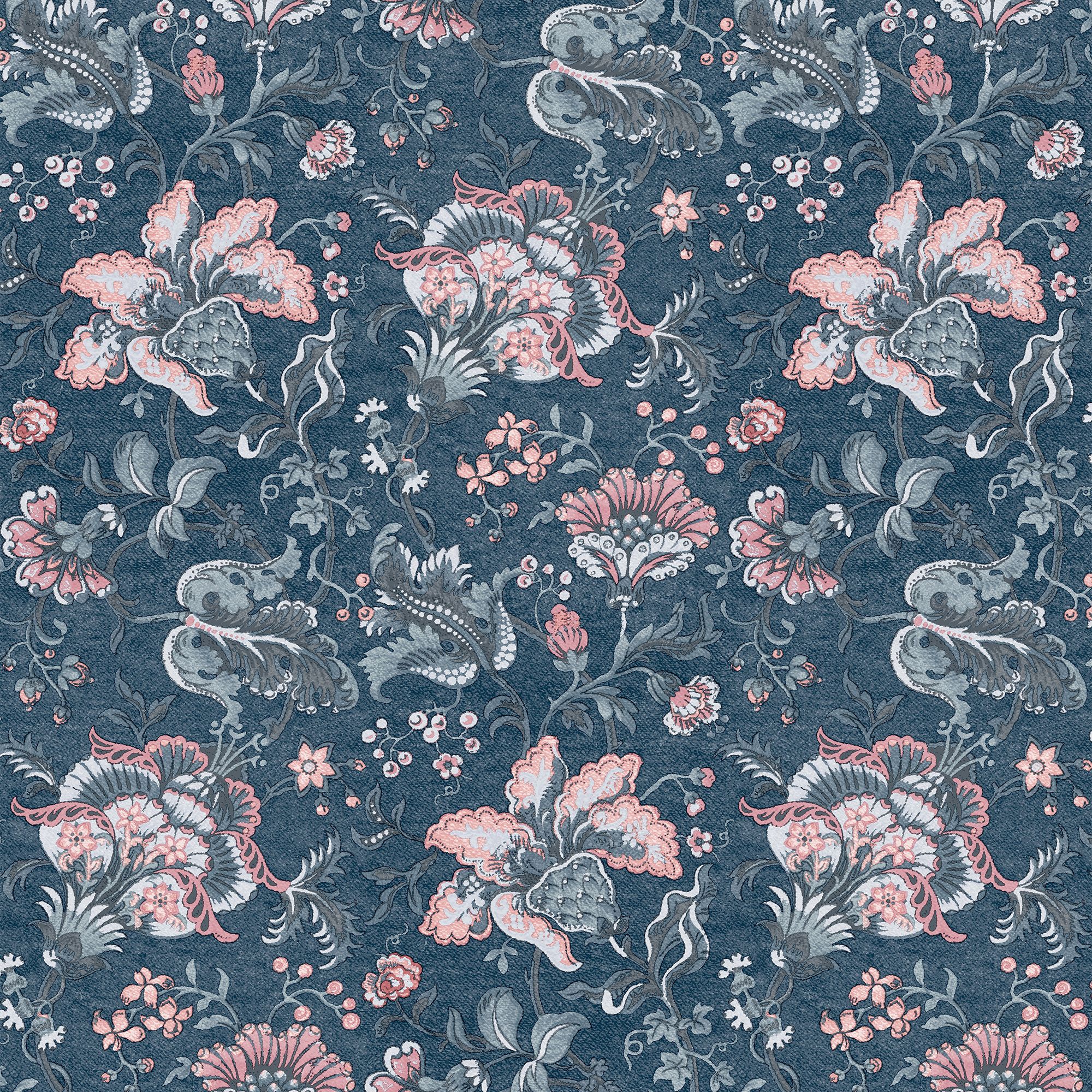 Laura Ashley Portia Dark seaspray Floral Smooth Wallpaper Sample