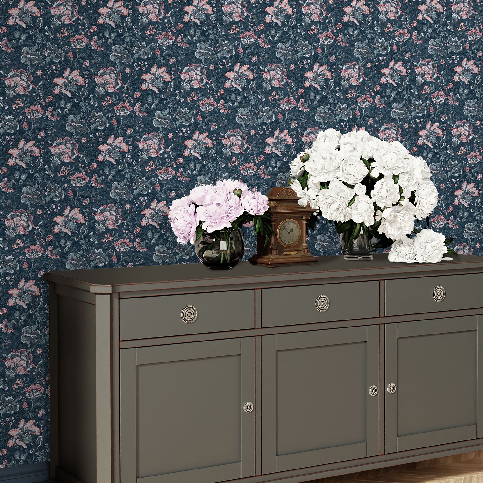 Wallpaper By Laura Ashley - Tapestry Floral- Dark Seaspray — Decor  Interiors - Home