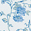 Laura Ashley Rambling Rector Blue Sky Floral Smooth Wallpaper Sample