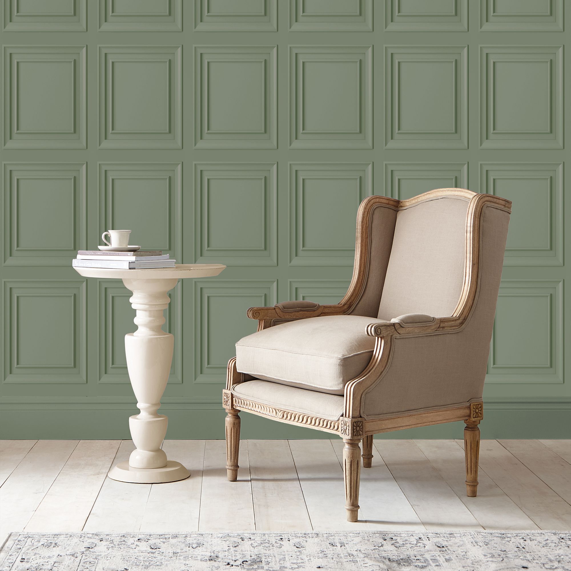Laura Ashley Redbrook Sage Wood effect Smooth Wallpaper Sample