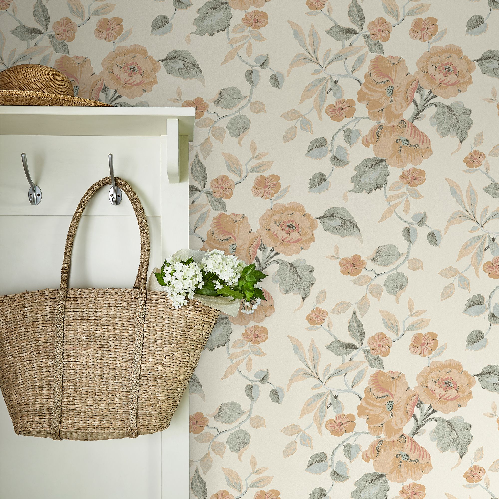 Laura Ashley Rustic Charm Apricot Alyworth Trail Smooth Wallpaper