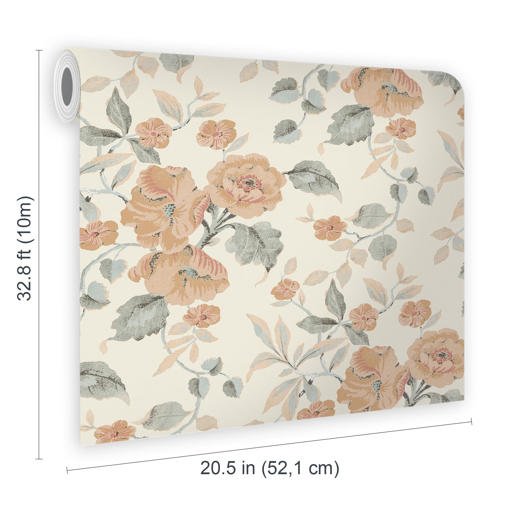Laura Ashley Rustic Charm Apricot Alyworth Trail Smooth Wallpaper