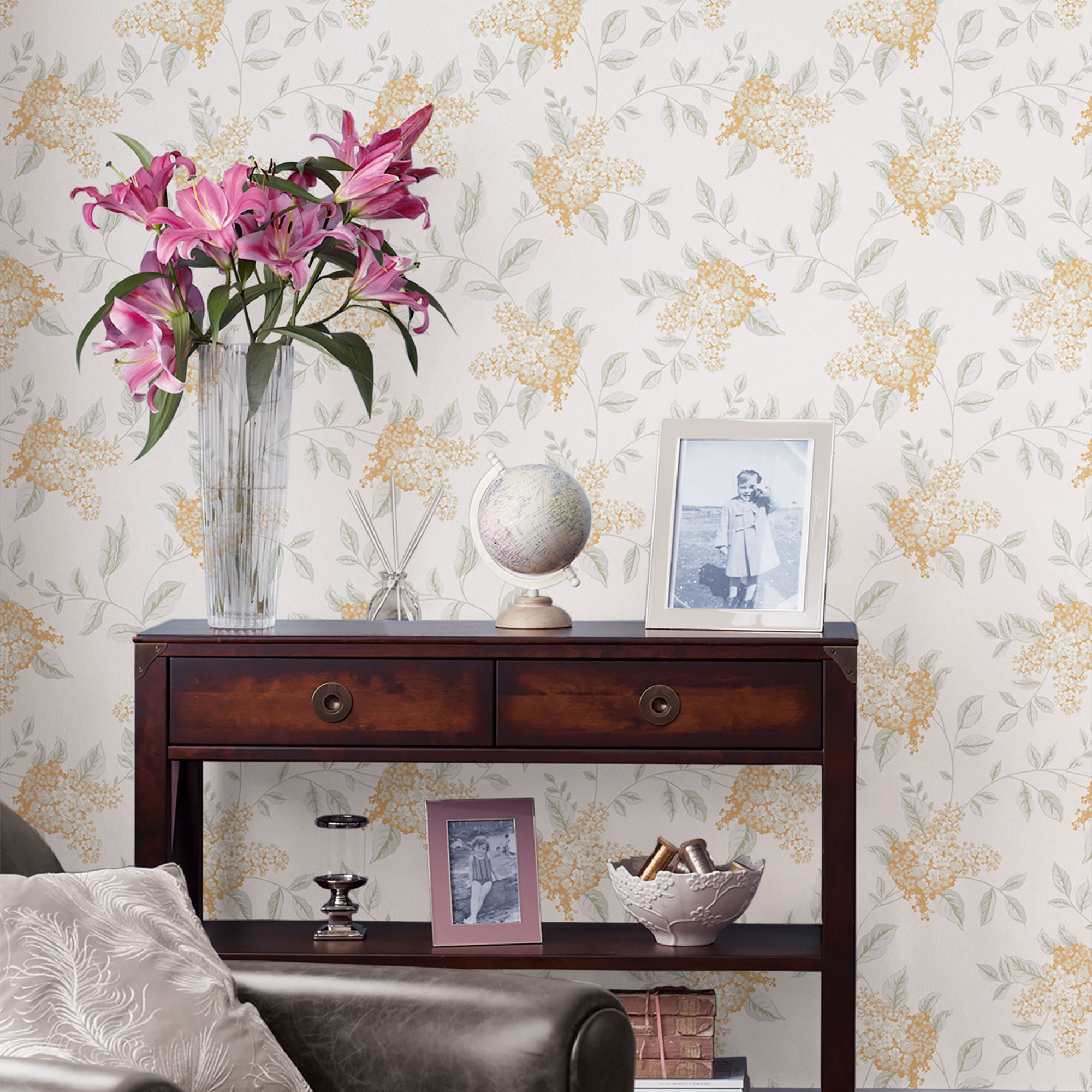 Laura Ashley Rustic Charm Apricot Portland Smooth Wallpaper