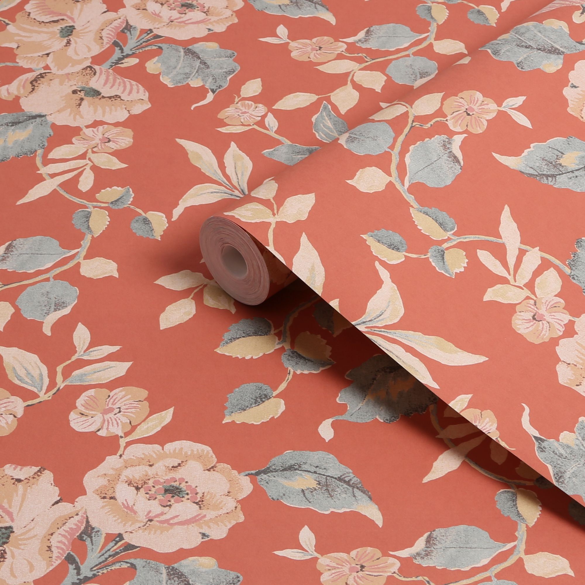Laura Ashley Rustic Charm Terracotta Alyworth Trail Smooth Wallpaper