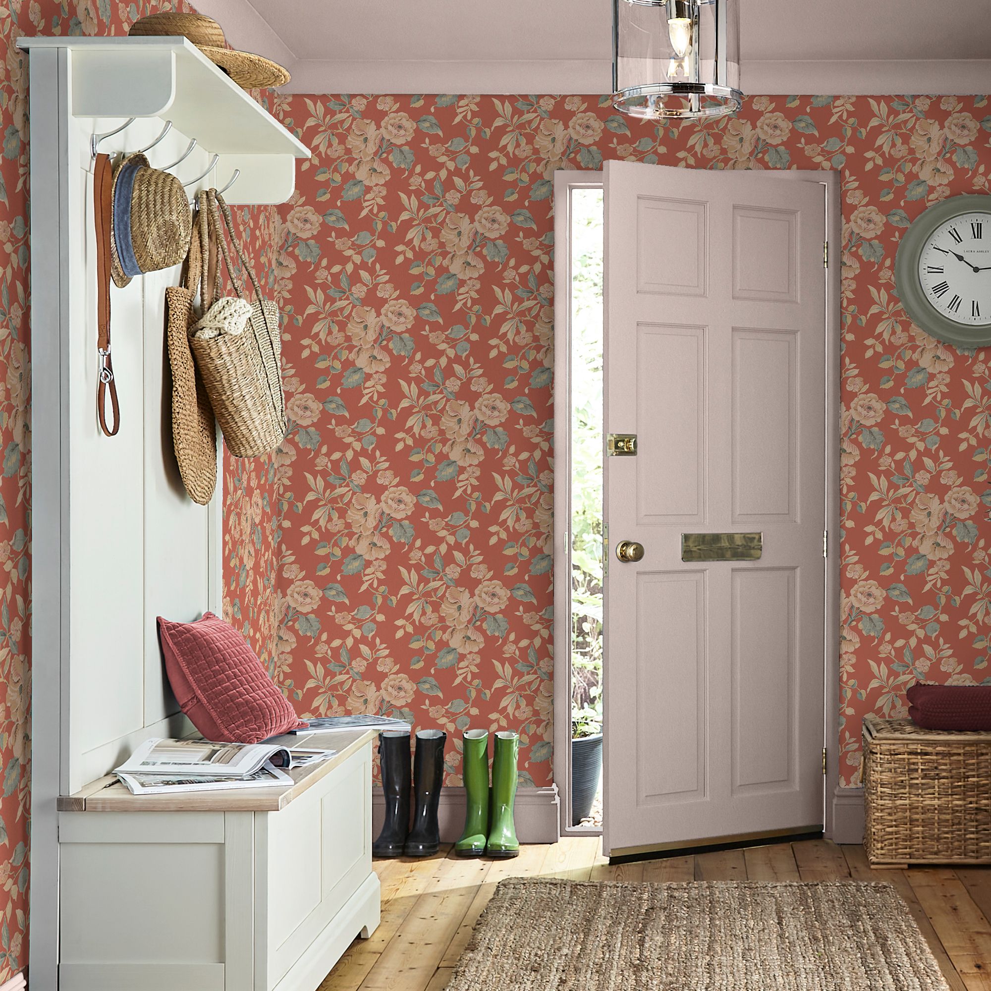 Laura Ashley Rustic Charm Terracotta Alyworth Trail Smooth Wallpaper