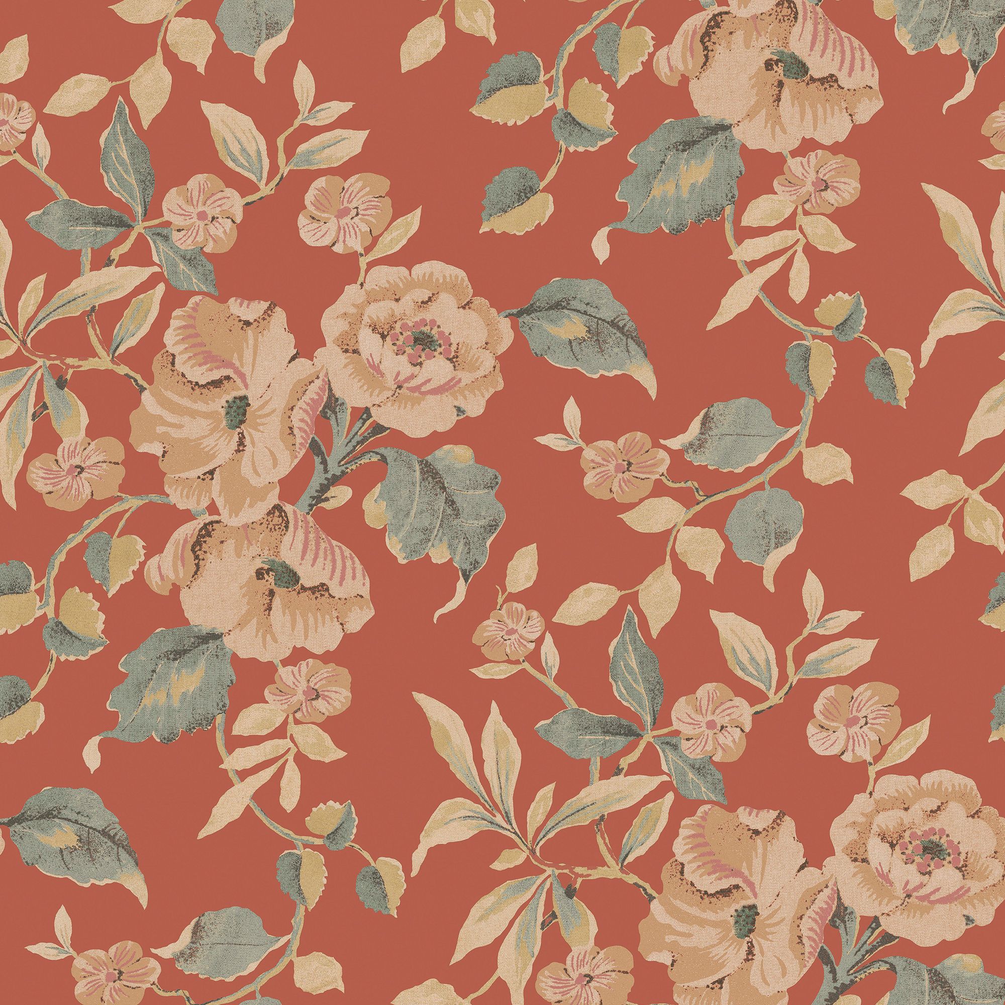 Laura Ashley Rustic Charm Terracotta Alyworth Trail Smooth Wallpaper