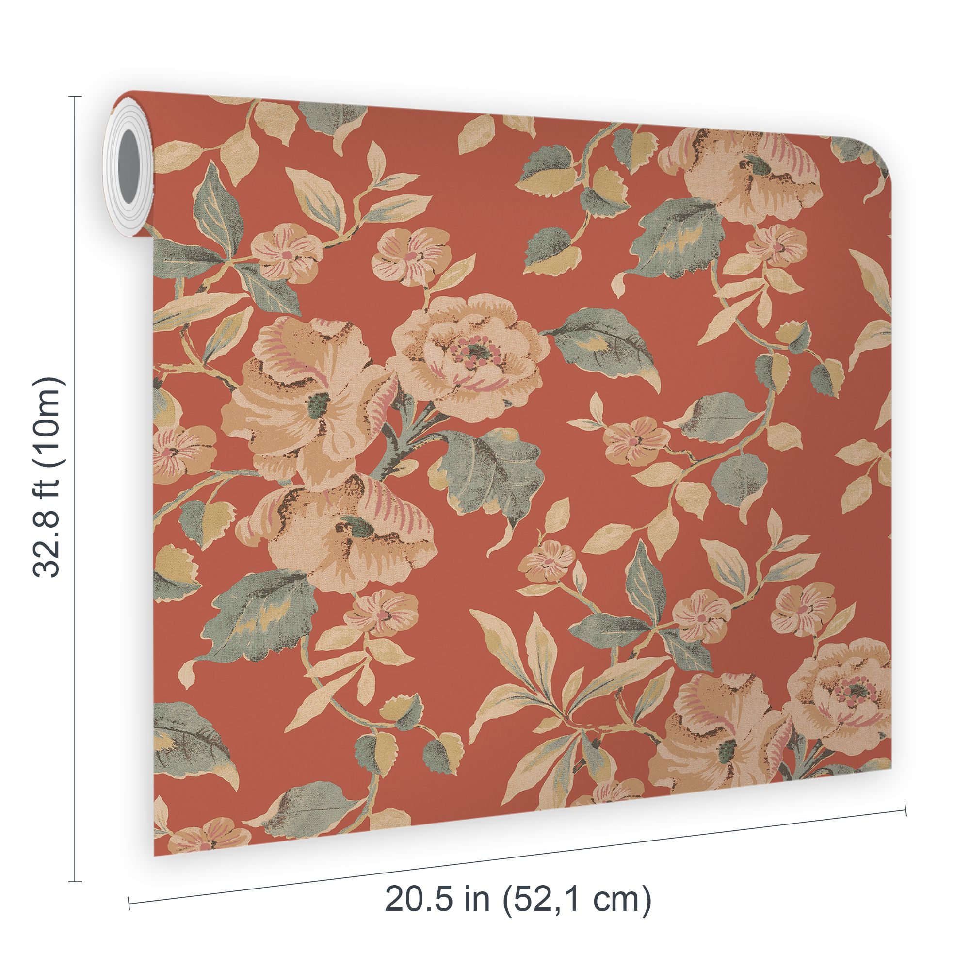 Laura Ashley Rustic Charm Terracotta Alyworth Trail Smooth Wallpaper