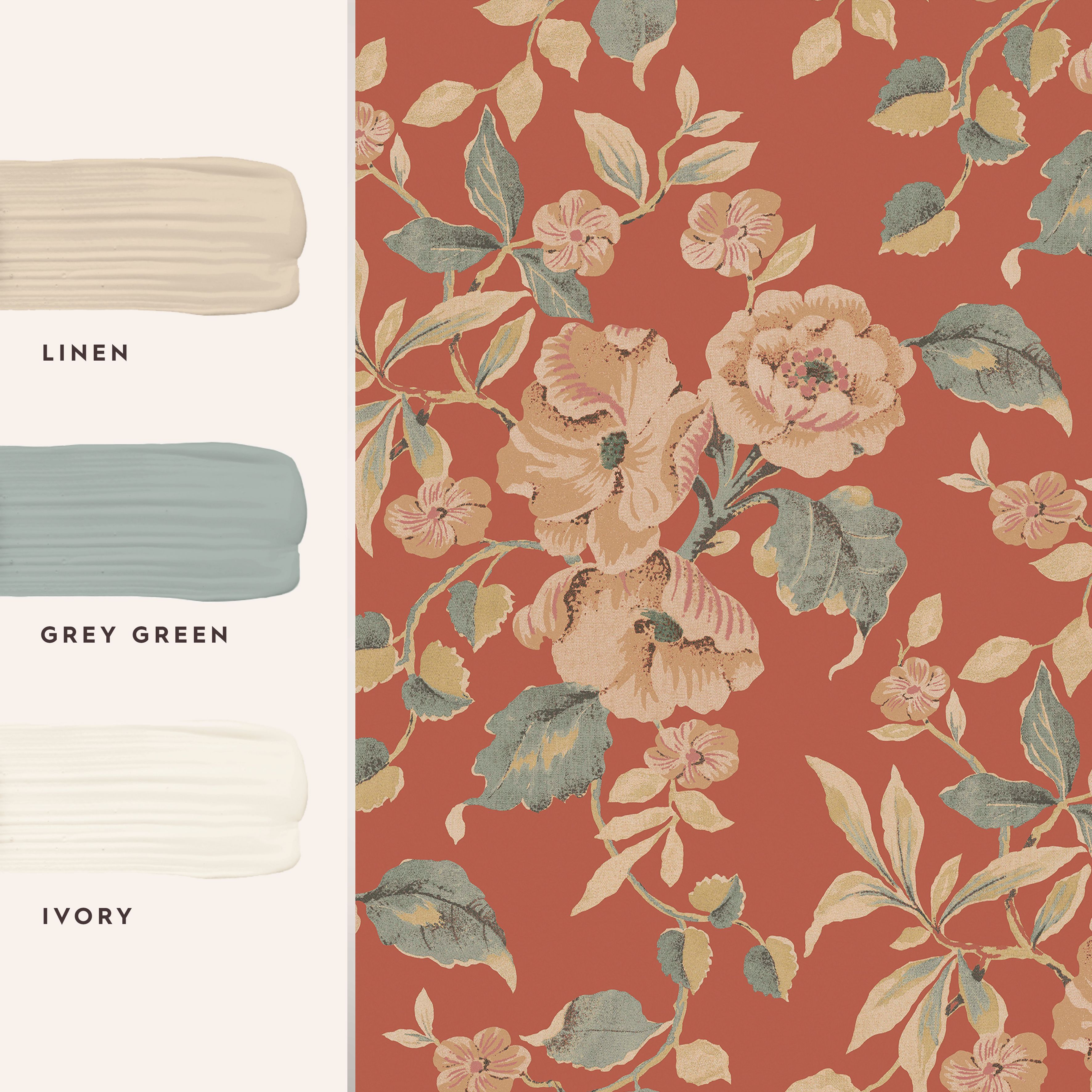 Laura Ashley Rustic Charm Terracotta Alyworth Trail Smooth Wallpaper