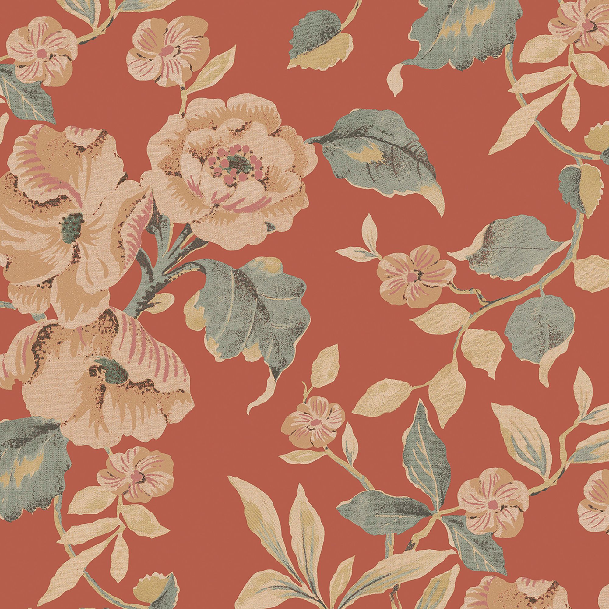 Laura Ashley Rustic Charm Terracotta Alyworth Trail Smooth Wallpaper