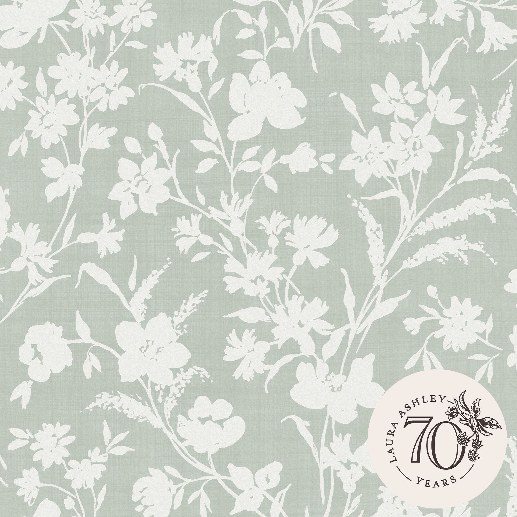 Laura Ashley Rye Sage Floral Smooth Wallpaper
