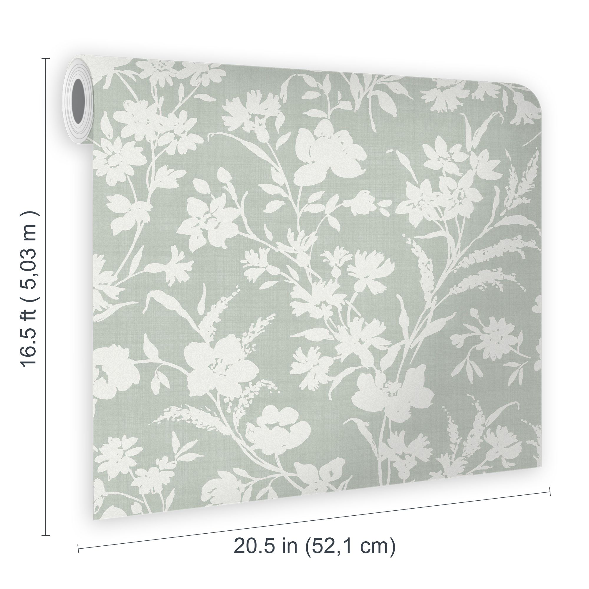 Laura Ashley Rye Sage Floral Smooth Wallpaper