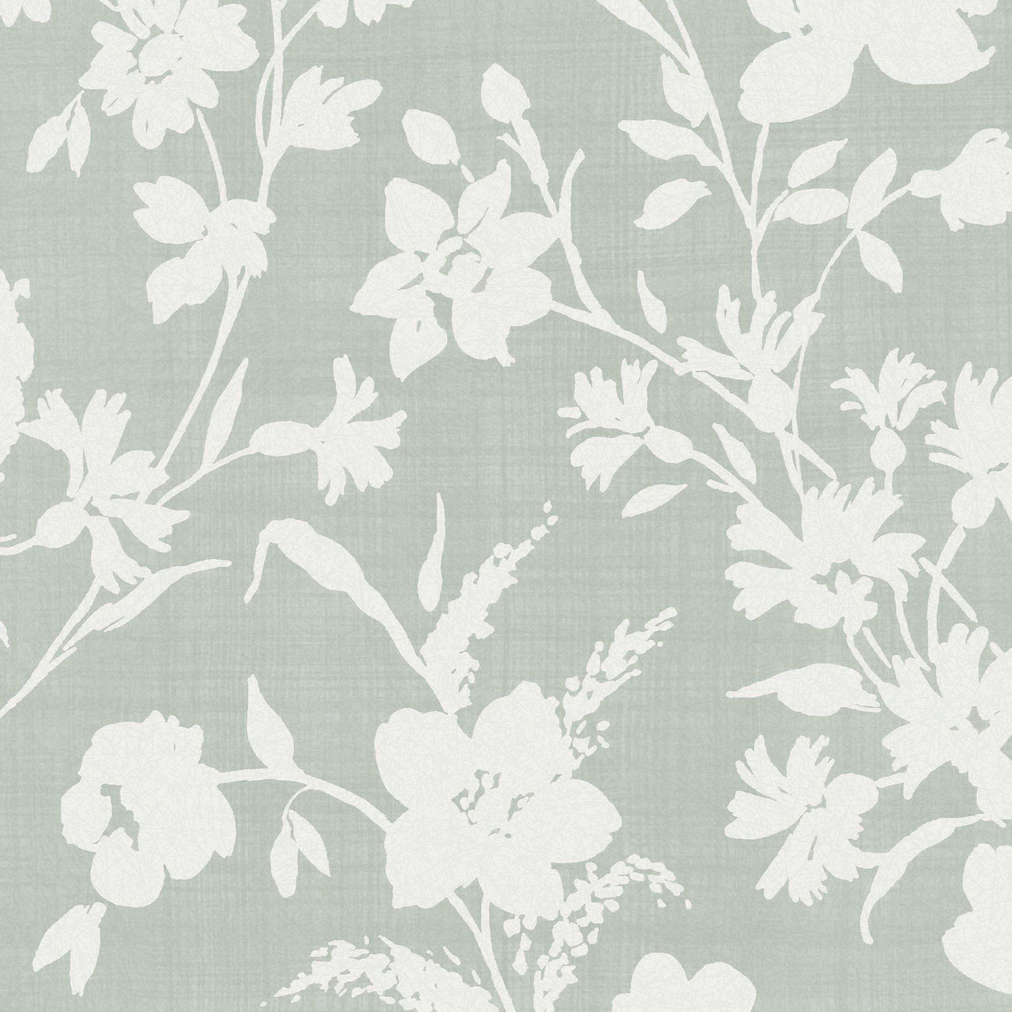 Laura Ashley Rye Sage Floral Smooth Wallpaper