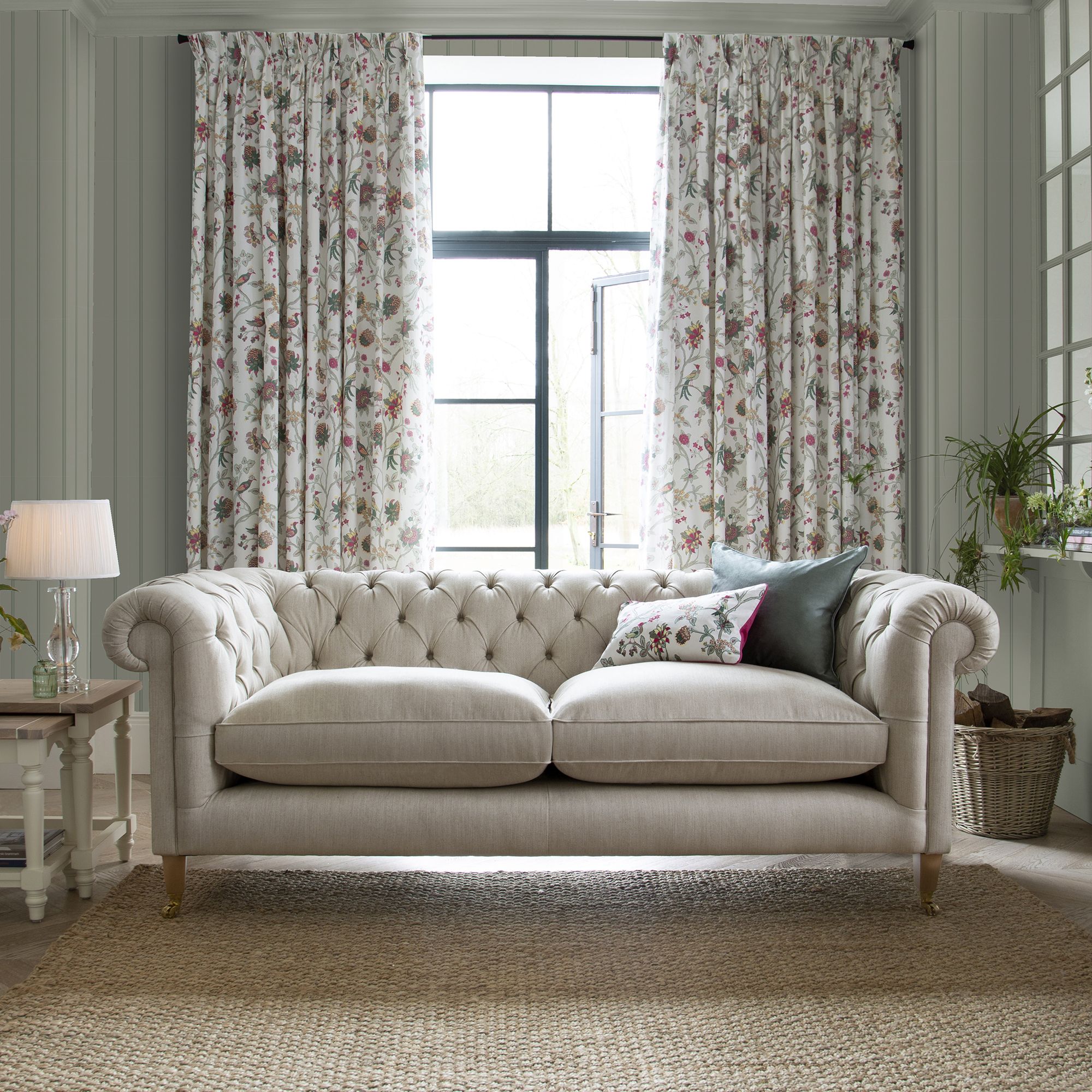 Laura Ashley Sage Chalford Wood panel effect Smooth Wallpaper