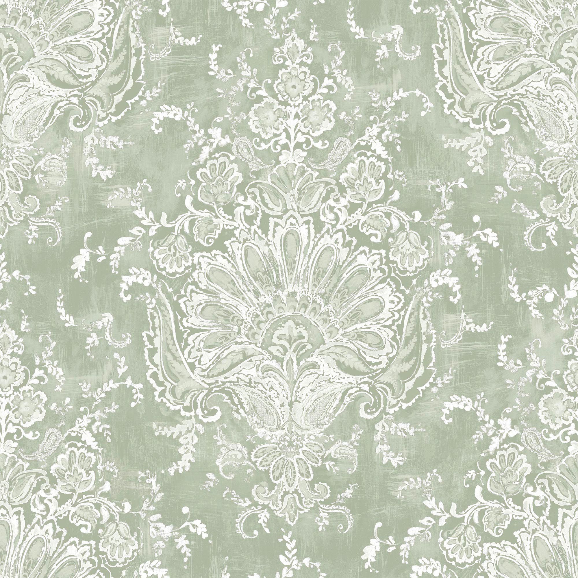 Laura Ashley Sage Patterned Smooth Wallpaper