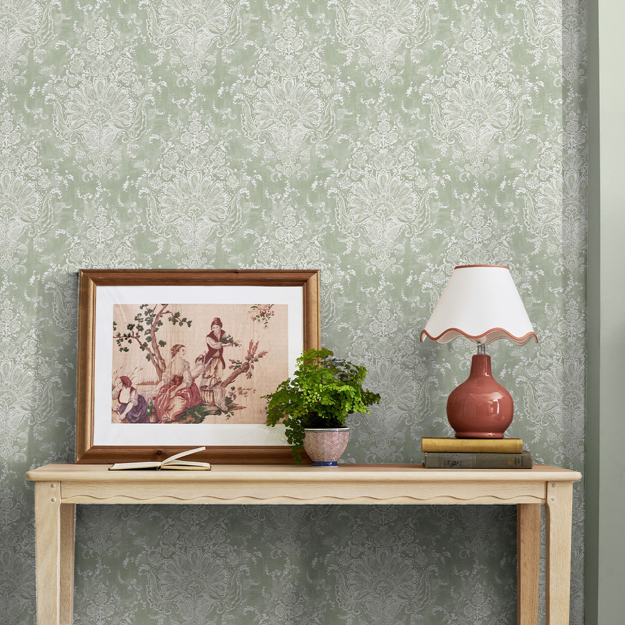 Laura Ashley Sage Patterned Smooth Wallpaper
