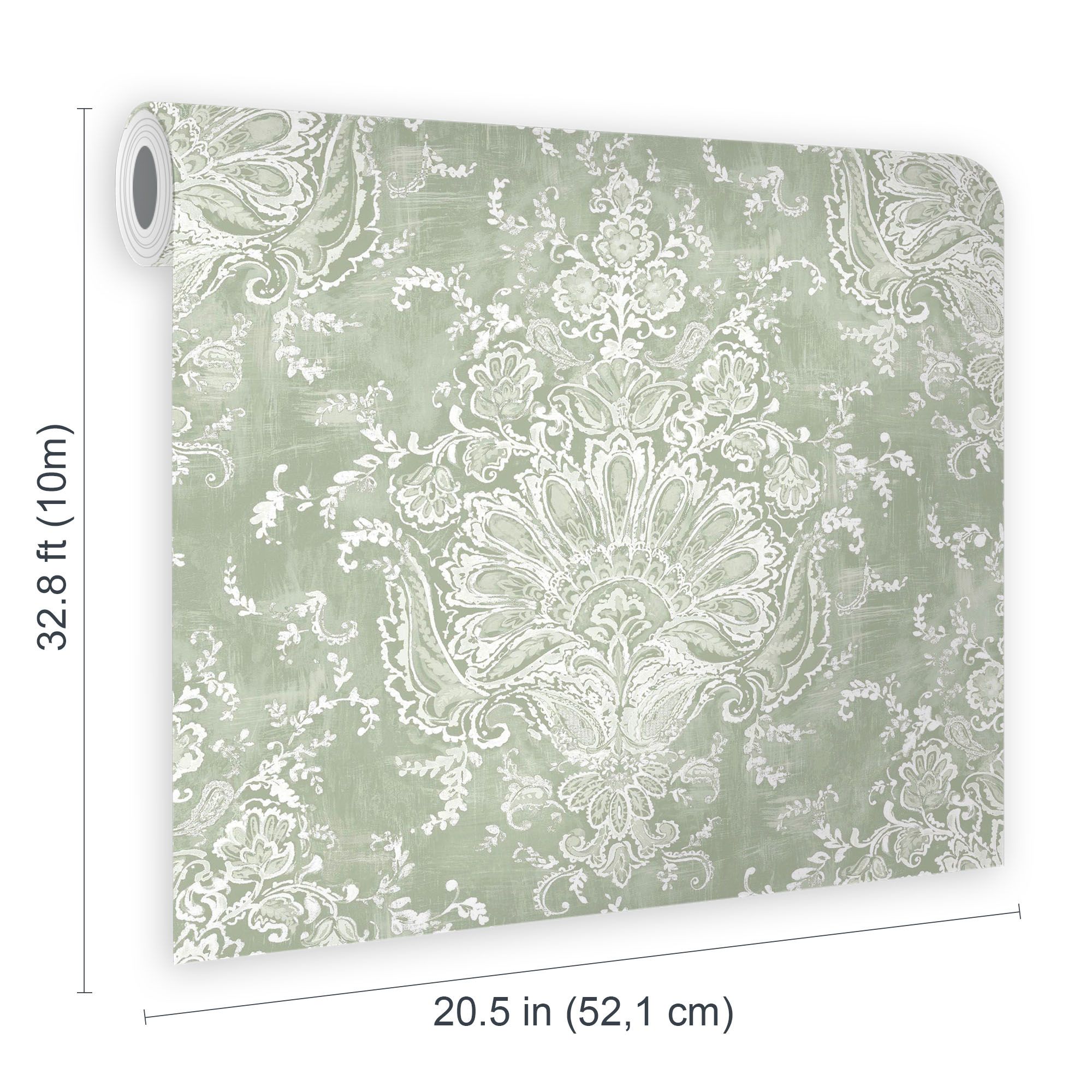 Laura Ashley Sage Patterned Smooth Wallpaper