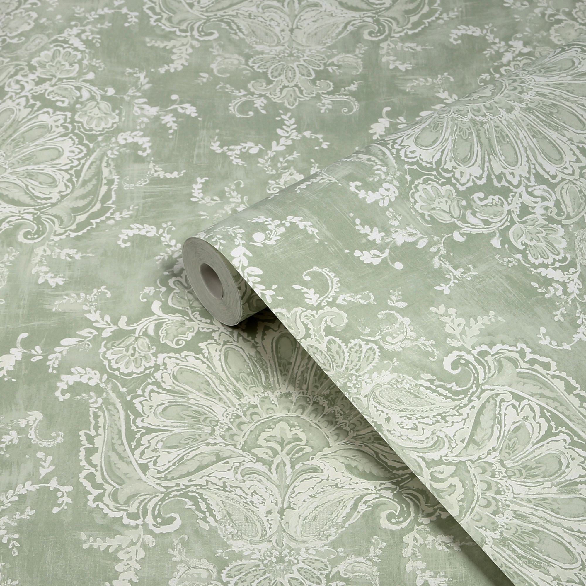 Laura Ashley Sage Patterned Smooth Wallpaper