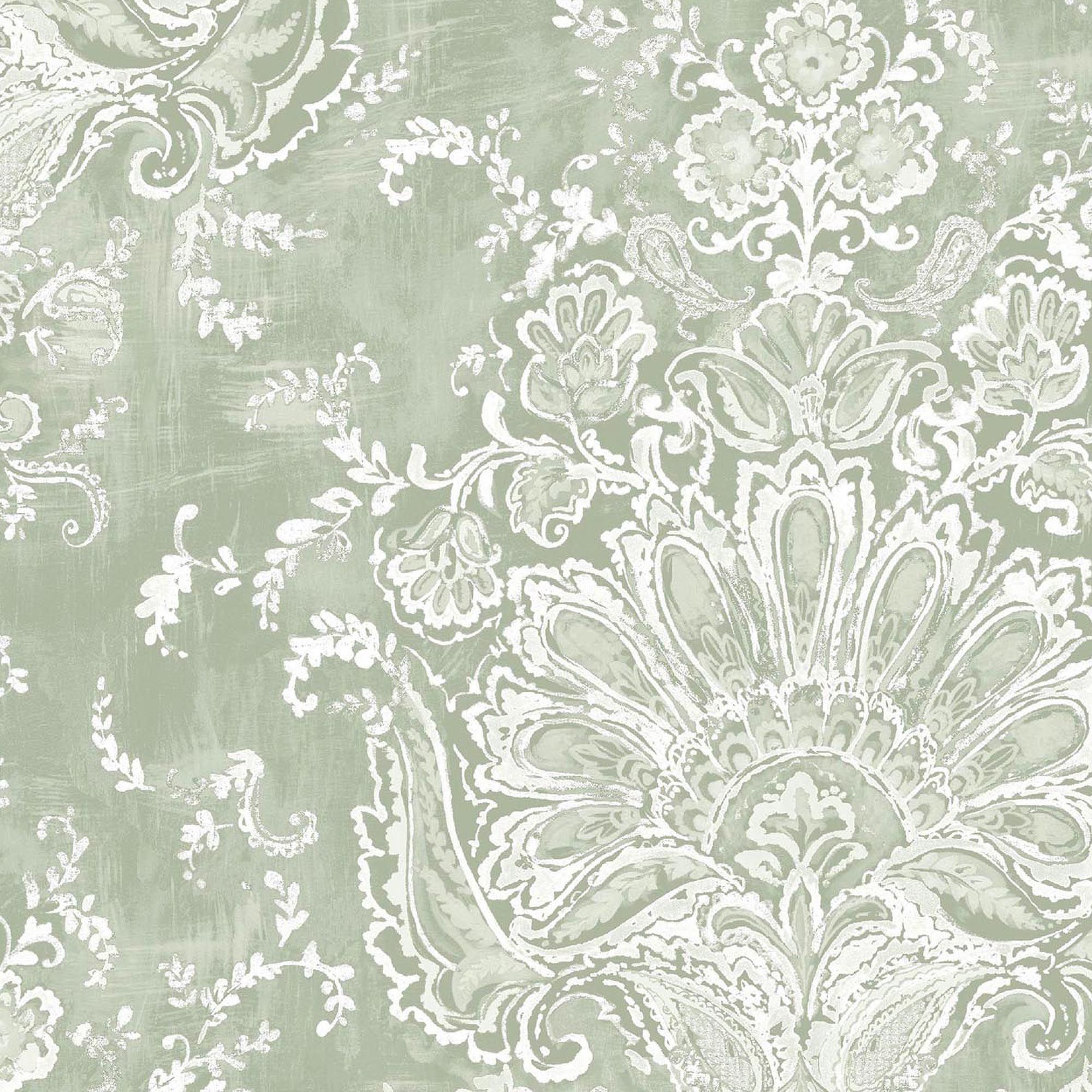 Laura Ashley Sage Patterned Smooth Wallpaper