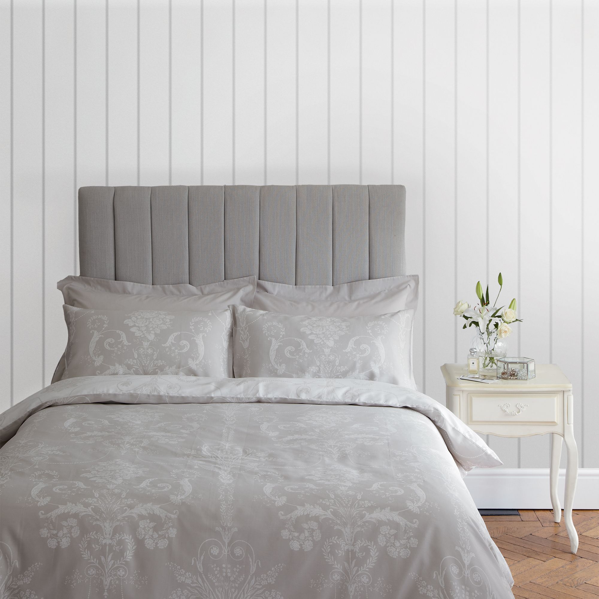 Laura Ashley Saltram Grey Stripe Smooth Wallpaper Sample
