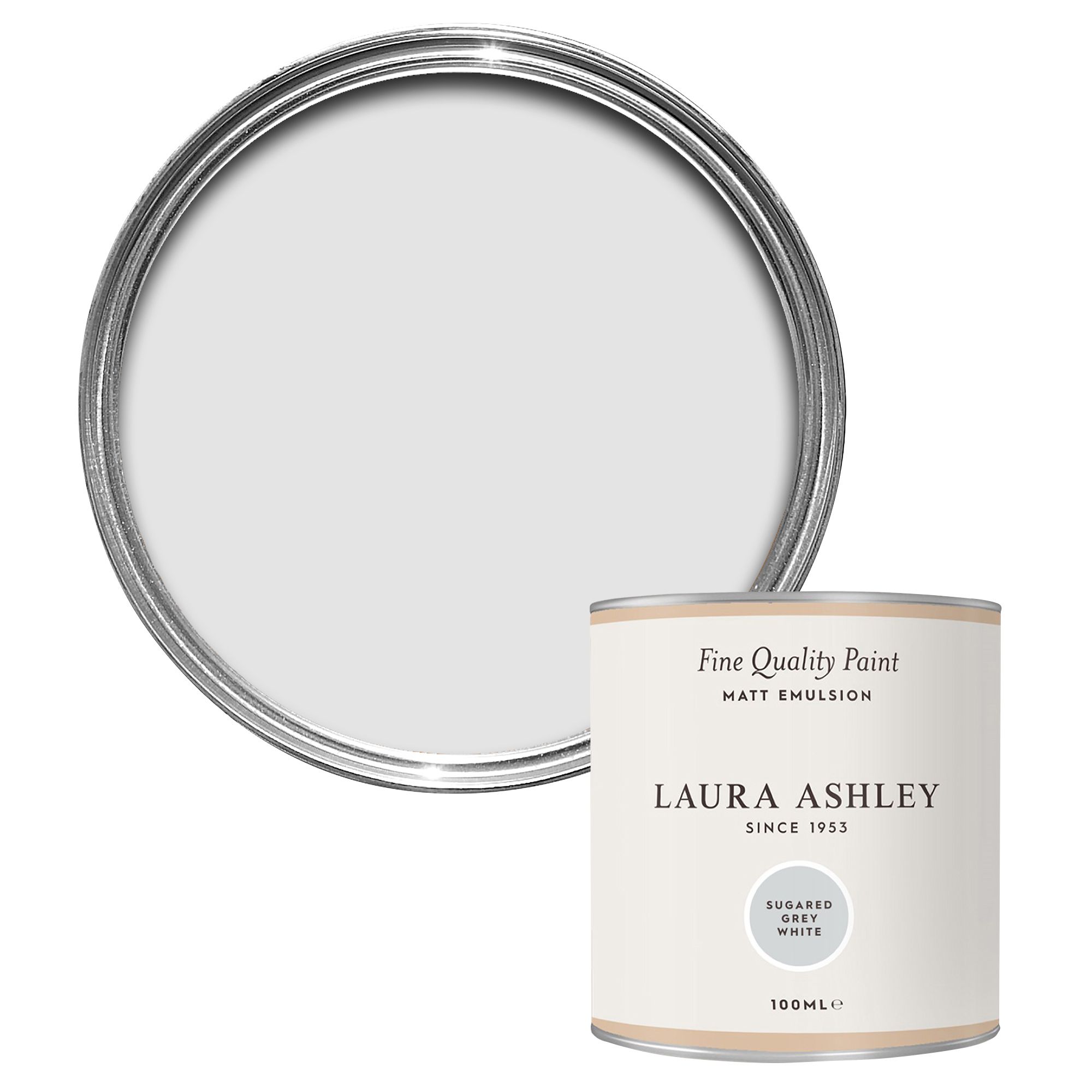 Laura Ashley Sugared Grey White Matt Emulsion paint, 100ml