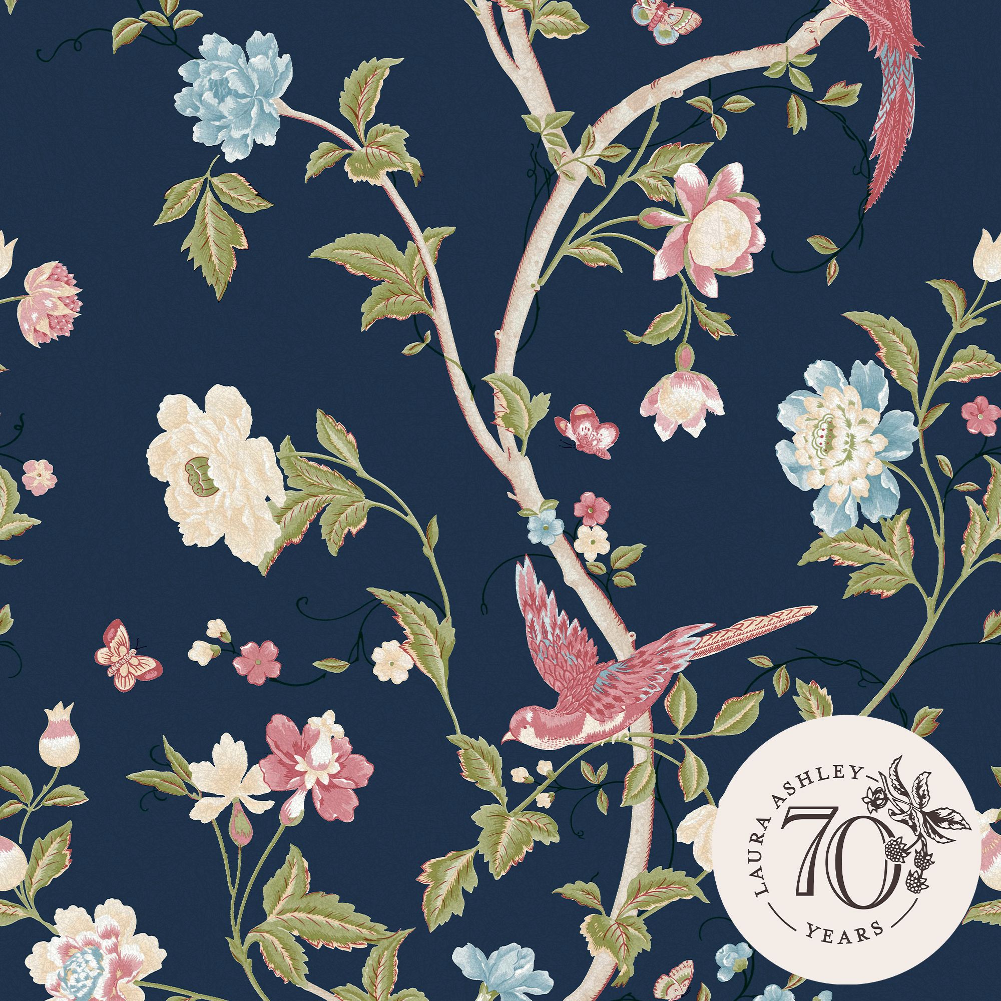 Laura Ashley Summer palace Blue Trail Smooth Wallpaper
