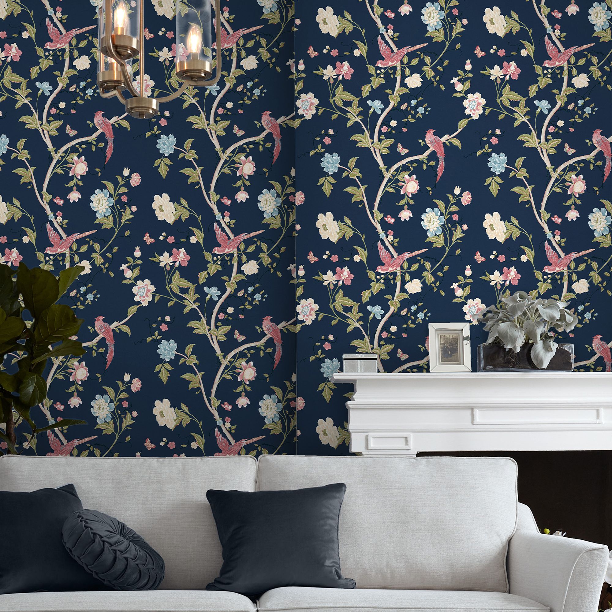 Laura Ashley Summer palace Blue Trail Smooth Wallpaper