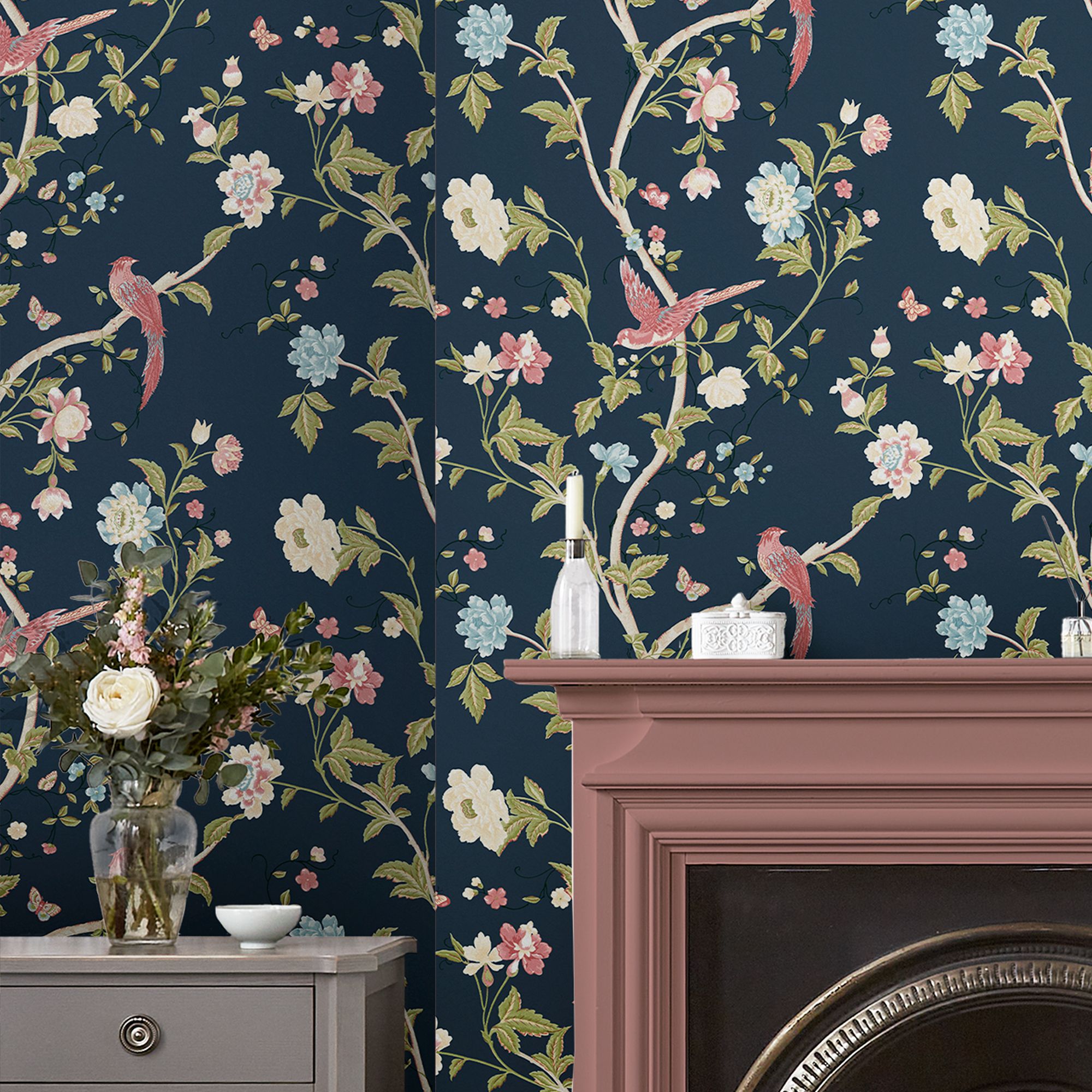 Laura Ashley Summer palace Blue Trail Smooth Wallpaper
