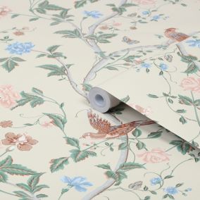 Laura Ashley Summer Palace Green & Orange Trail Smooth Wallpaper