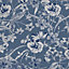 Laura Ashley Summerhill Midnight Blue Floral Smooth Wallpaper Sample
