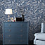 Laura Ashley Summerhill Midnight Blue Floral Smooth Wallpaper Sample