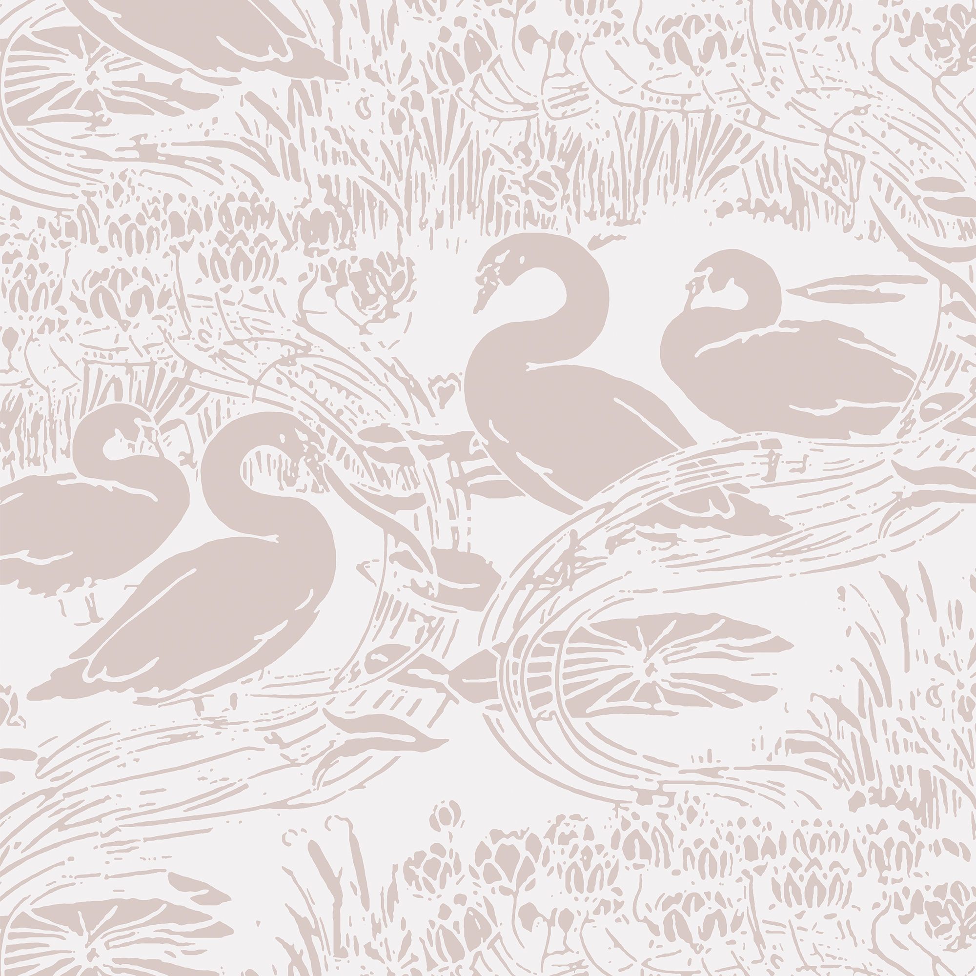 Laura Ashley Swans Grey Animal Smooth Wallpaper Sample