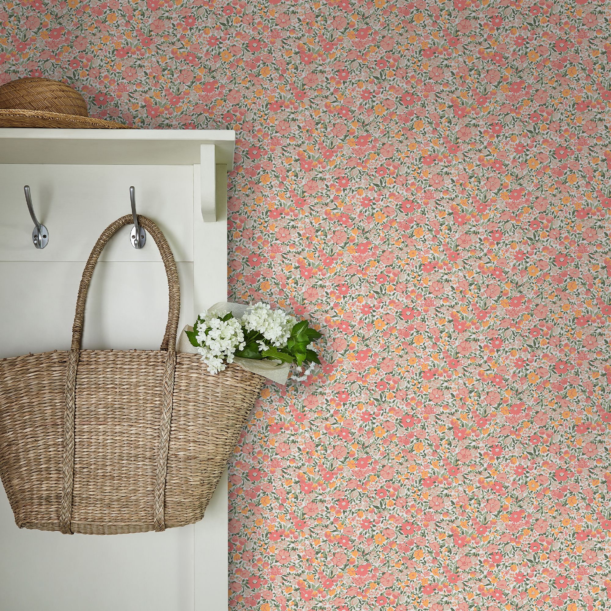 Laura Ashley The Wholesome Home Loveston Coral Pinlk Smooth Wallpaper