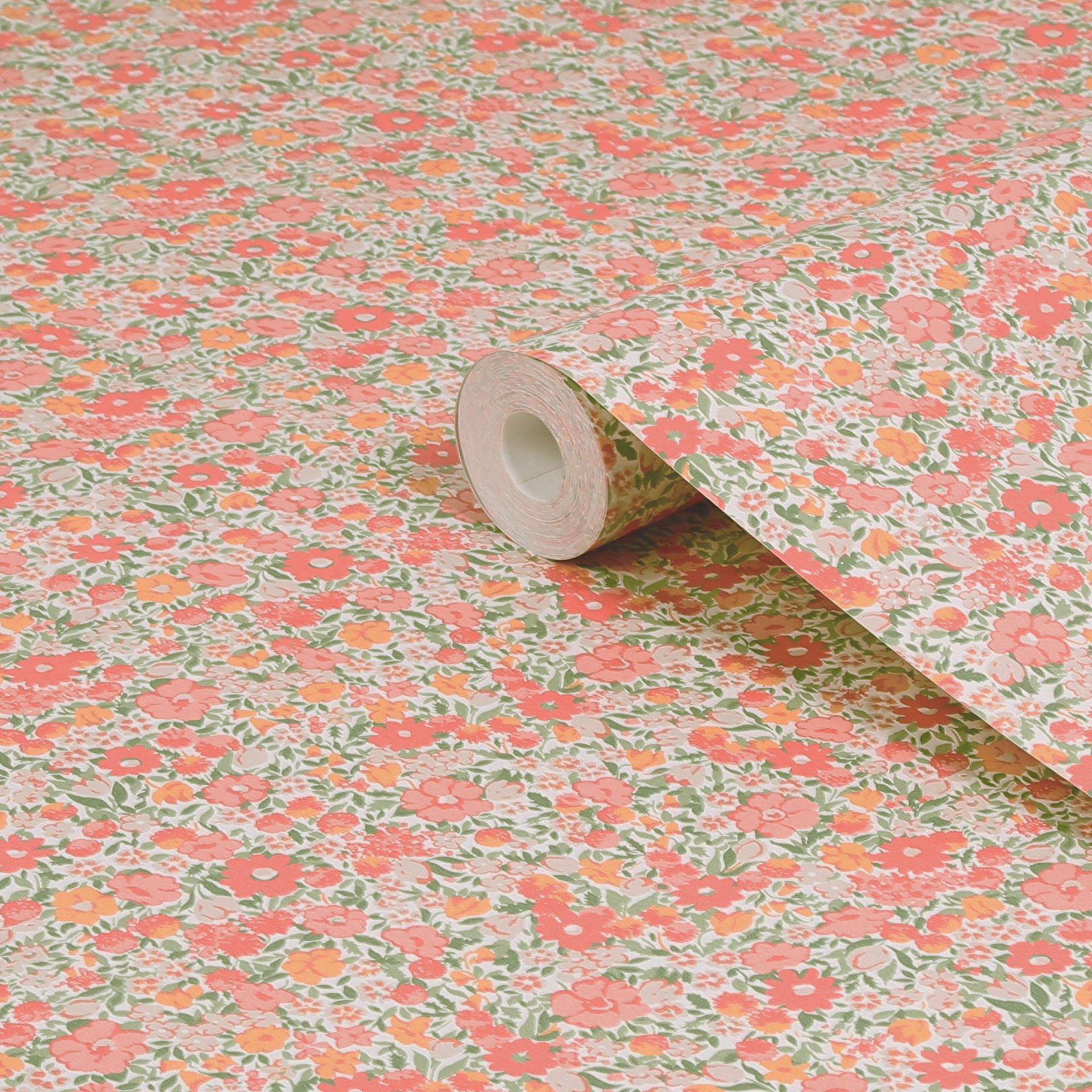 Laura Ashley The Wholesome Home Loveston Coral Pinlk Smooth Wallpaper