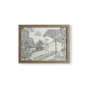 Laura Ashley Trecastle Stag Natural Framed print (H)30cm x (W)40cm