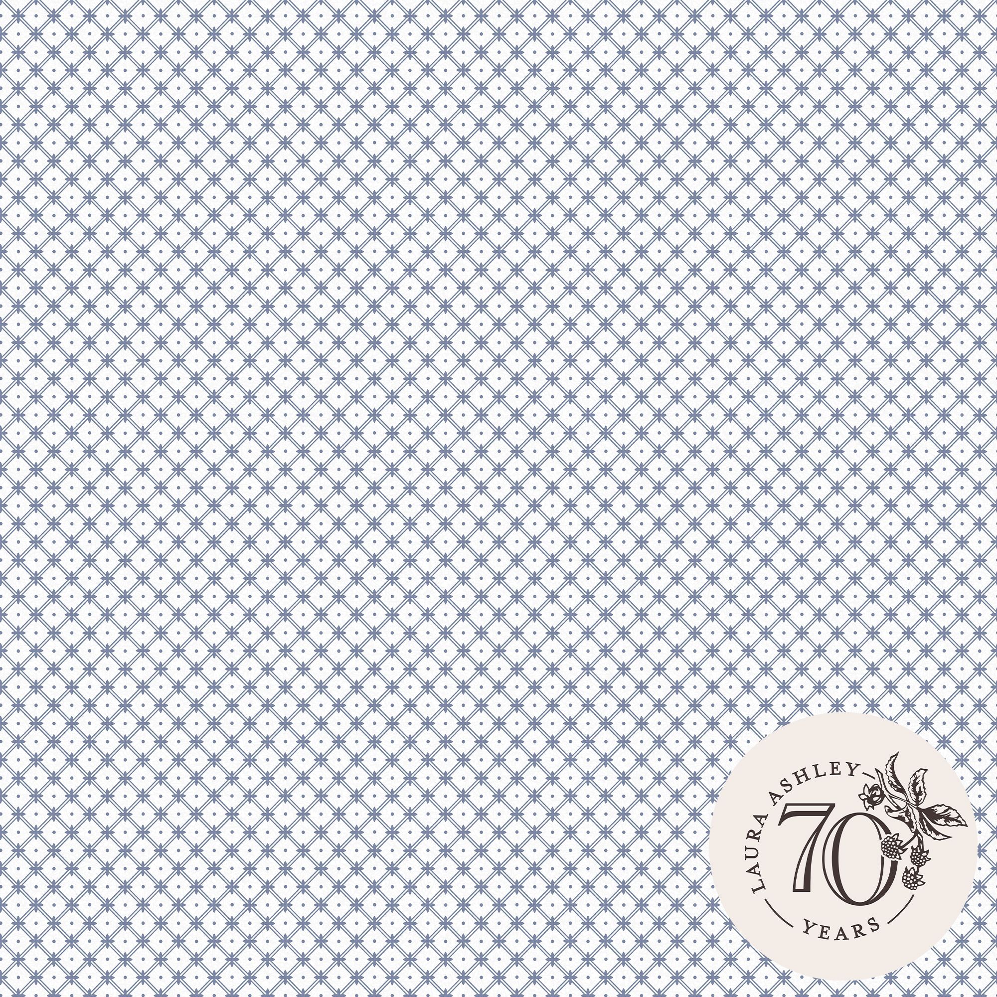 Laura Ashley Wickerwork Blue & White Motif Smooth Wallpaper