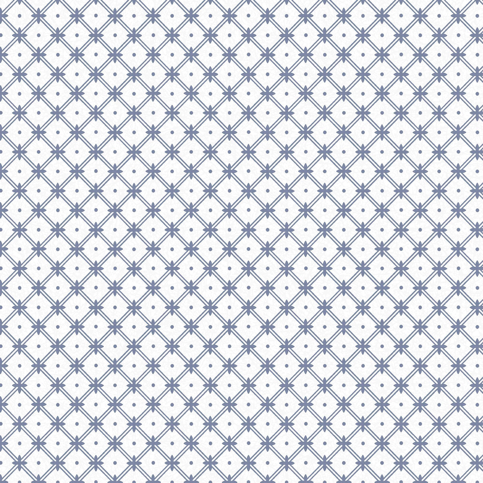Laura Ashley Wickerwork Blue & White Motif Smooth Wallpaper