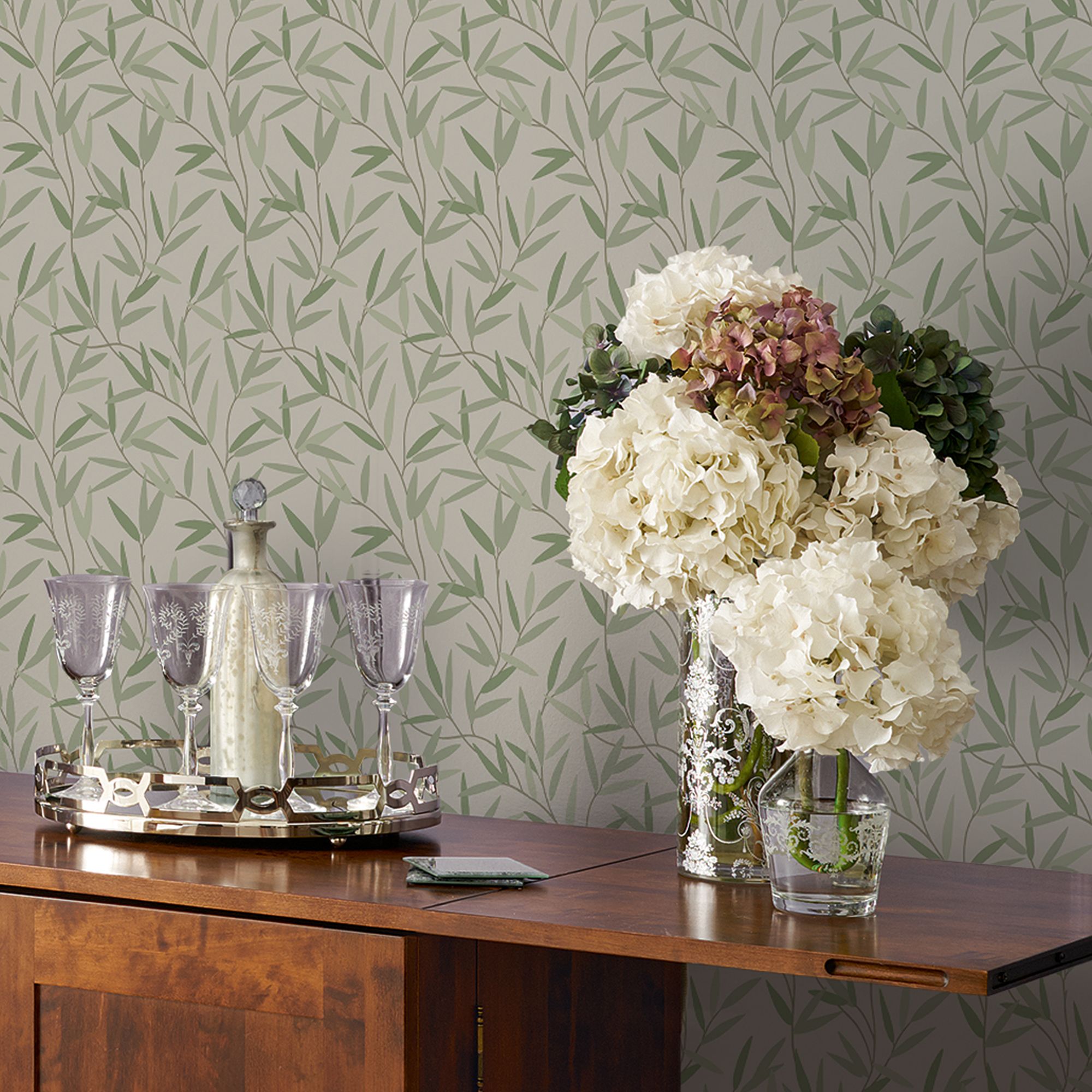 Laura Ashley Willow Hedgerow Leaf Smooth Wallpaper