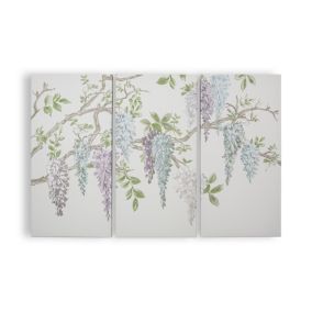 Laura Ashley Wisteria Floral Purple Canvas art, Set of 3 (H)90cm x (W)60cm